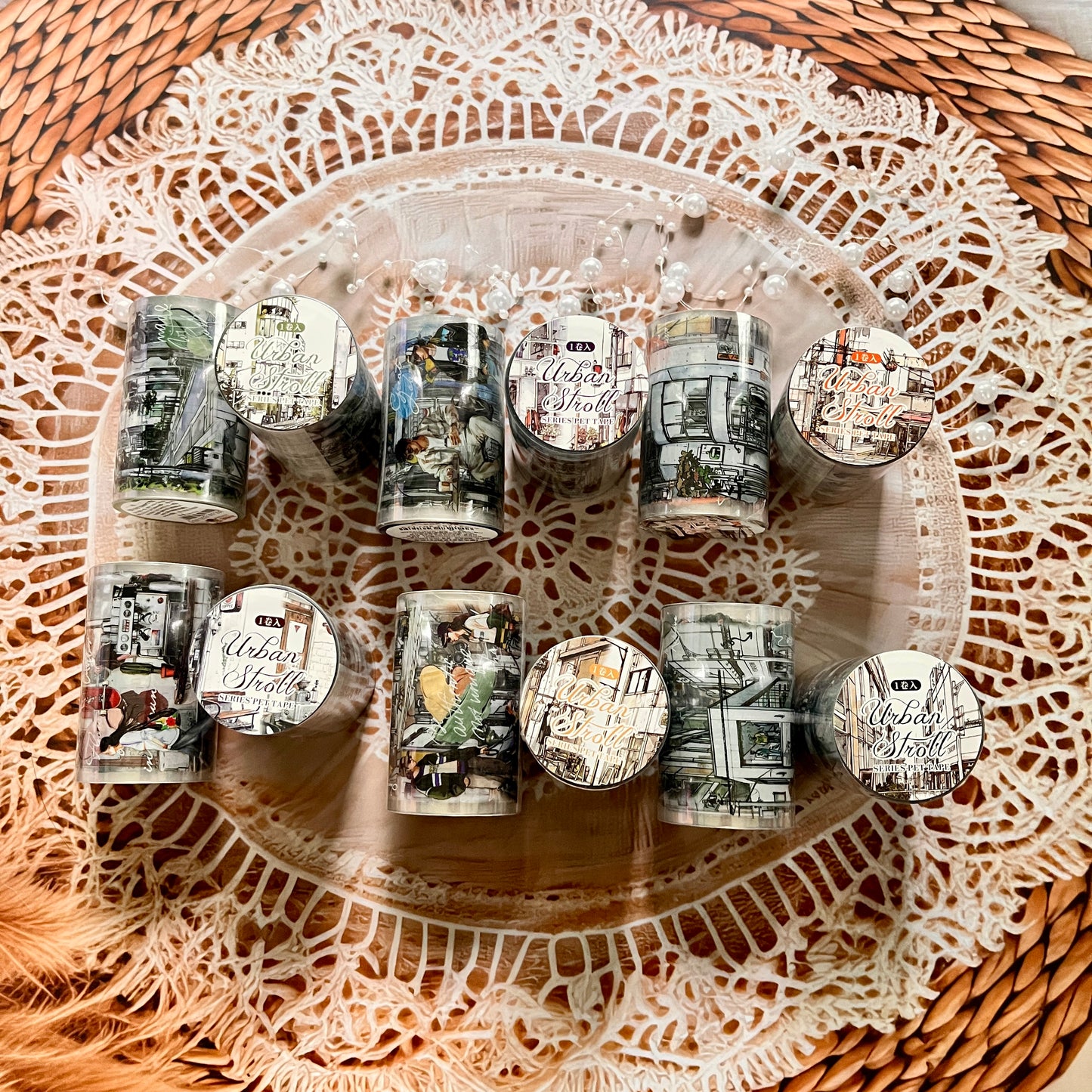 60mm*200cm Urban Stroll Series Vintage Street Character Pet Tape