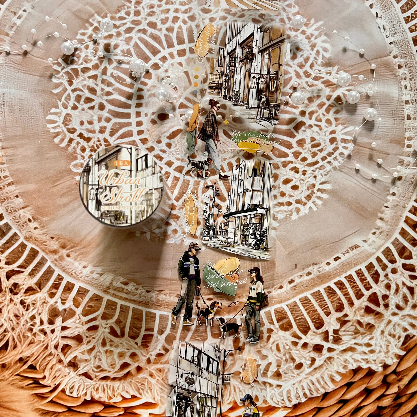 60mm*200cm Urban Stroll Series Vintage Street Character Pet Tape