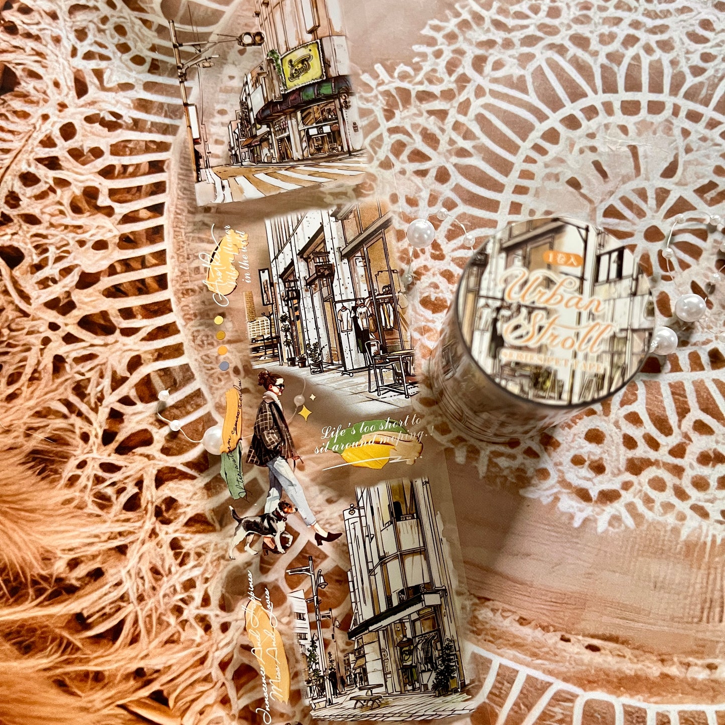 60mm*200cm Urban Stroll Series Vintage Street Character Pet Tape