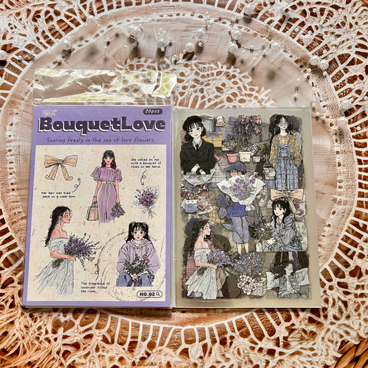 20 Sheets Mori Girl Creative Character Sticker Book