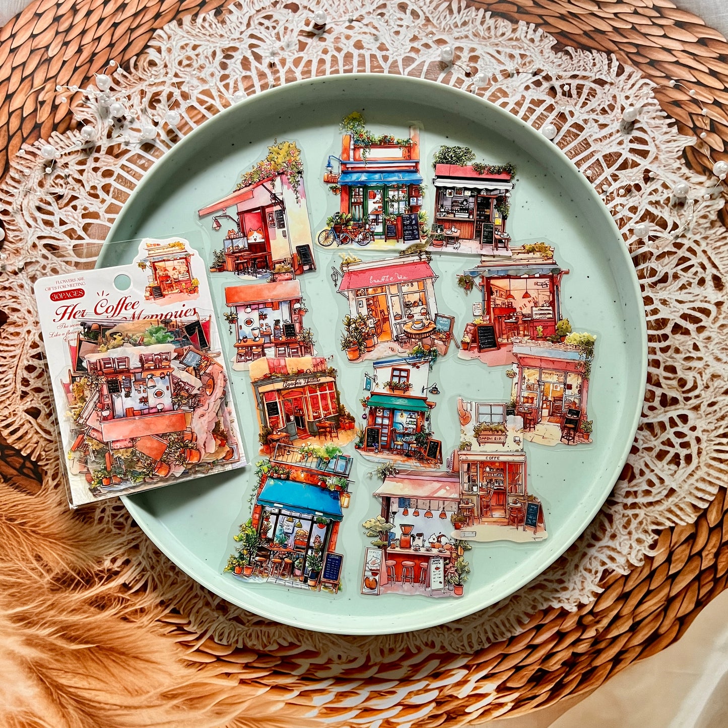 30 Pcs Her Coffee Memory Series Vintage Character Coffee Stickers