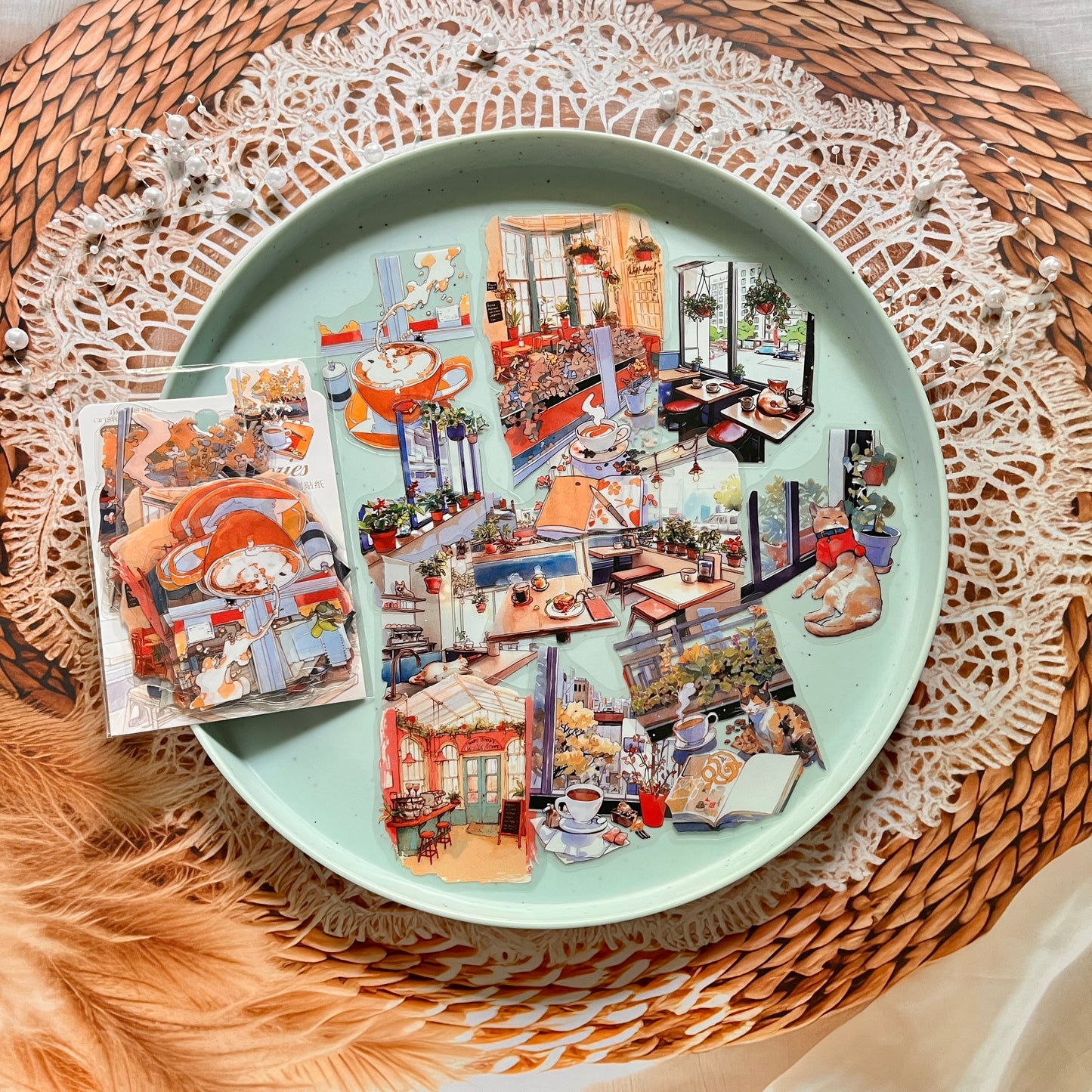 30 Pcs Her Coffee Memory Series Vintage Character Coffee Stickers