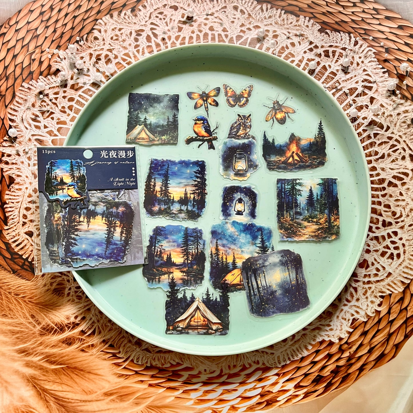 15 Pcs Nature Journey Series Vintage Forest Pet Sticker Pack