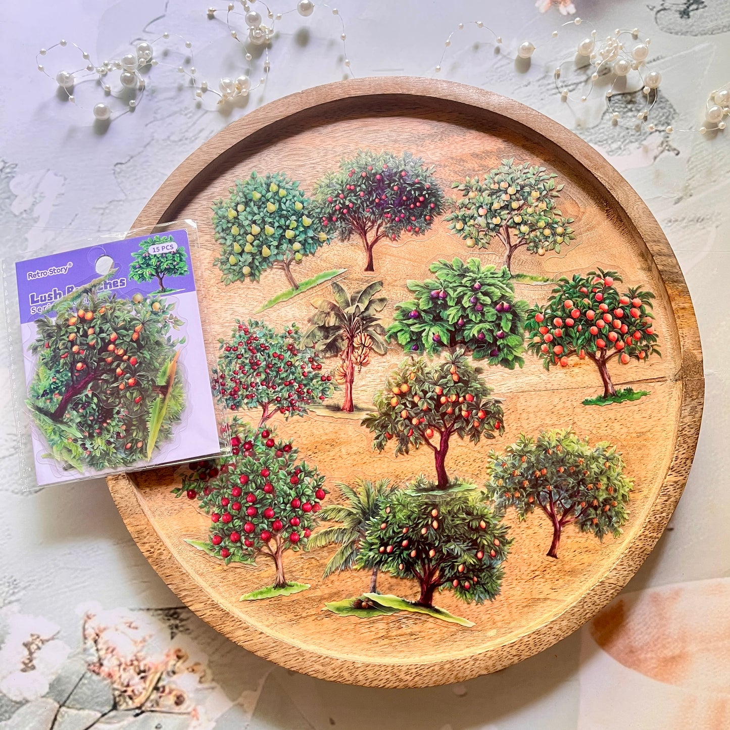 15 Pcs Branching Series Creative Tree Pattern Stickers for Journaling