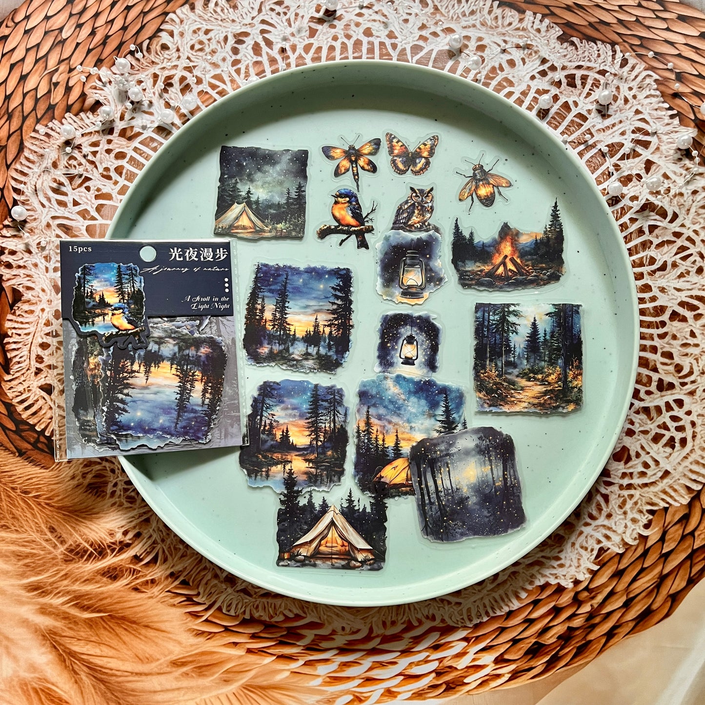 15 Pcs Nature Journey Series Vintage Forest Pet Sticker Pack