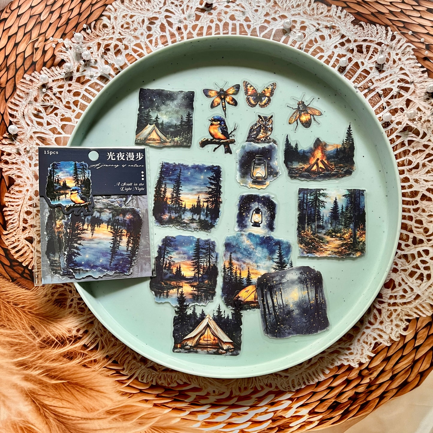 15 Pcs Nature Journey Series Vintage Forest Pet Sticker Pack