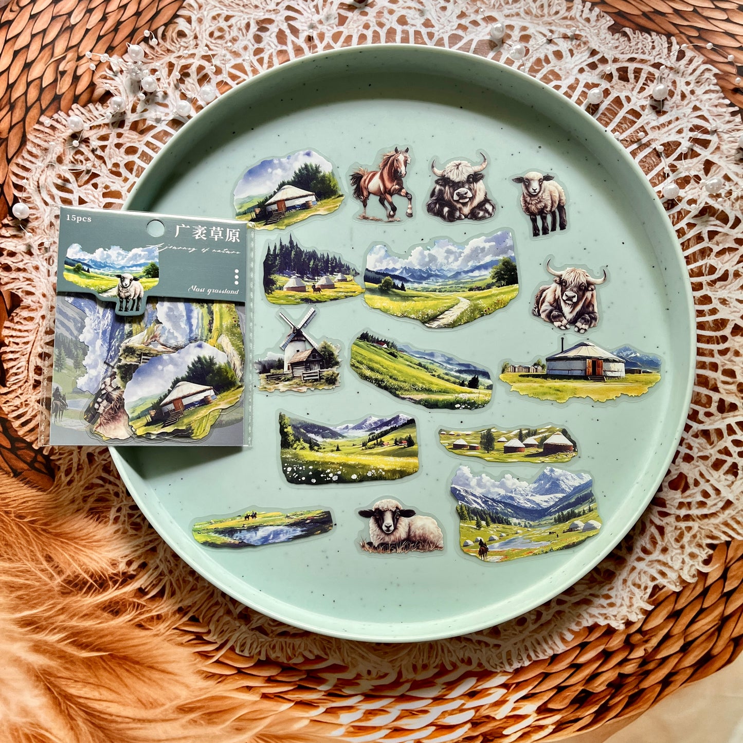 15 Pcs Nature Journey Series Vintage Forest Pet Sticker Pack