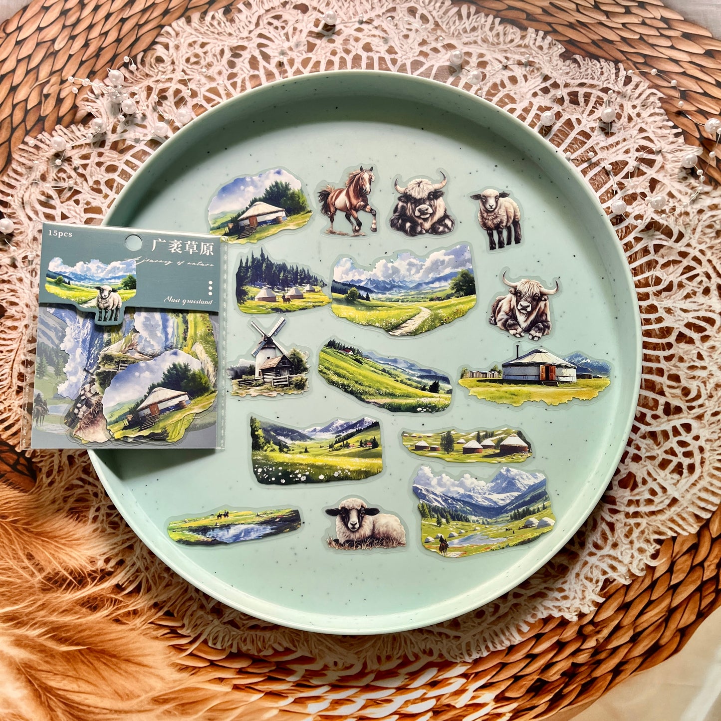 15 Pcs Nature Journey Series Vintage Forest Pet Sticker Pack