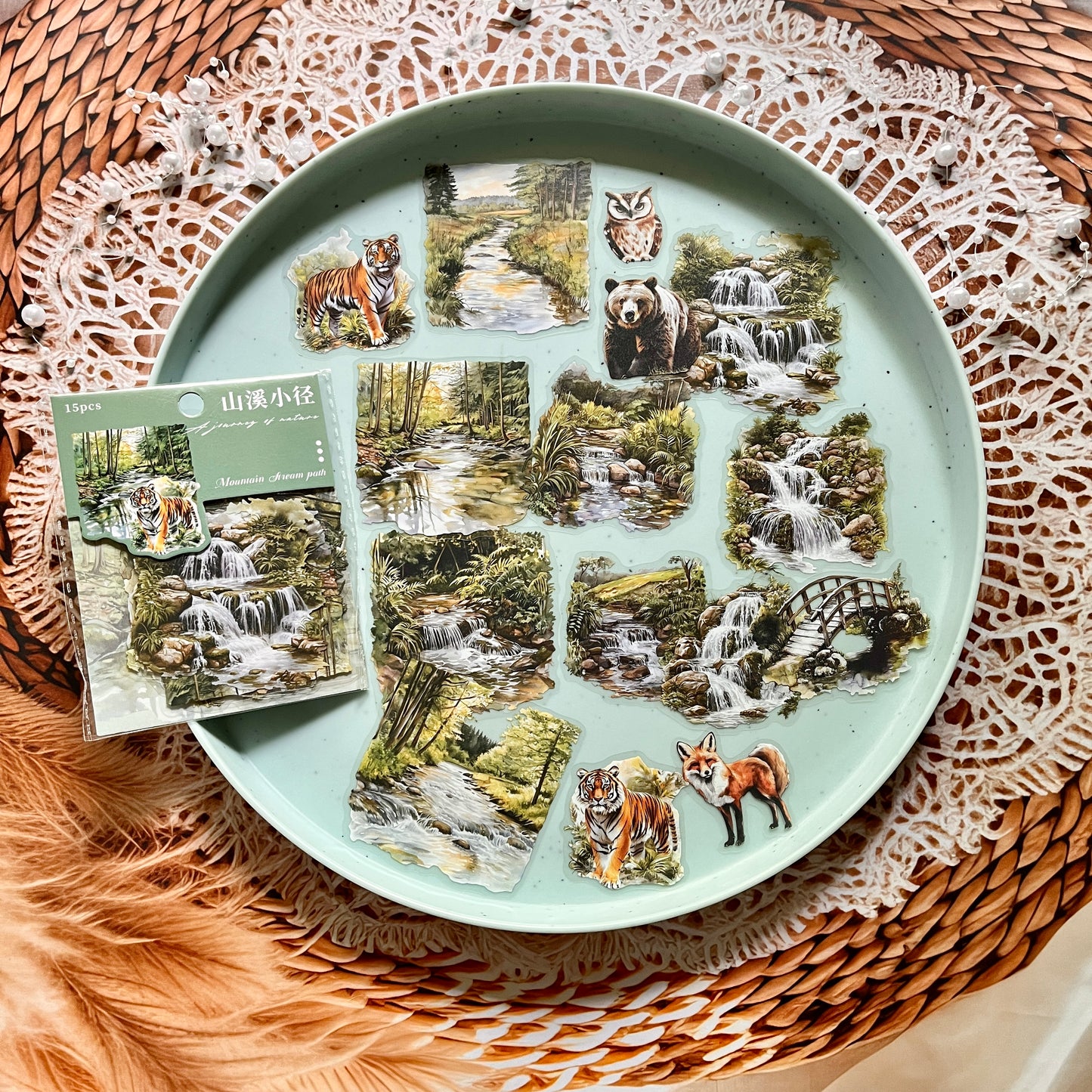 15 Pcs Nature Journey Series Vintage Forest Pet Sticker Pack