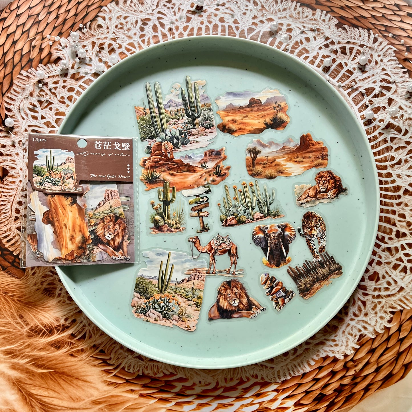15 Pcs Nature Journey Series Vintage Forest Pet Sticker Pack