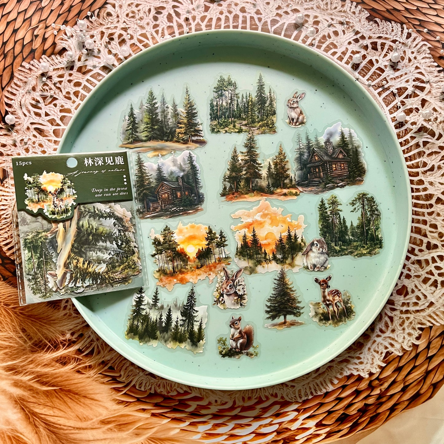 15 Pcs Nature Journey Series Vintage Forest Pet Sticker Pack