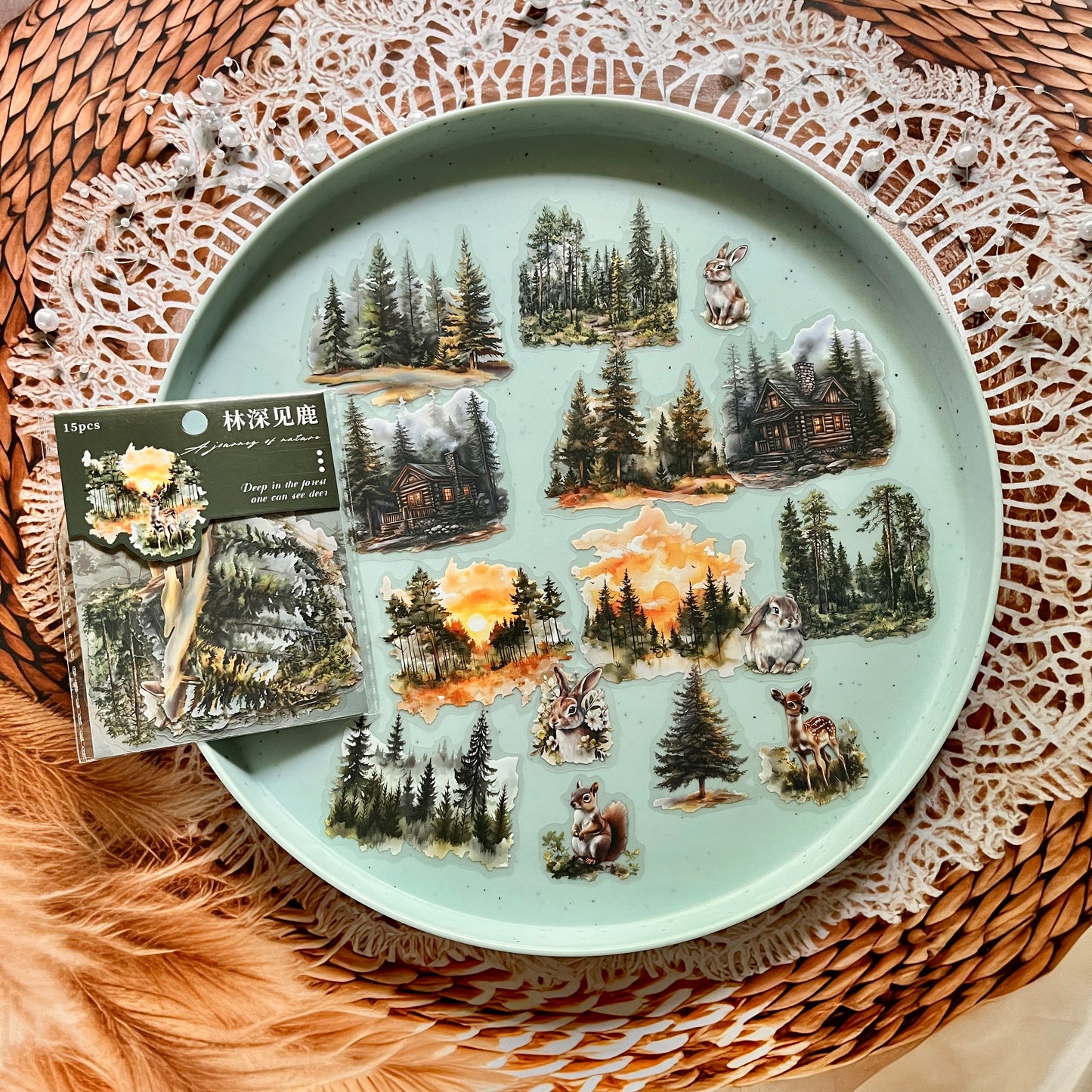 15 Pcs Nature Journey Series Vintage Forest Pet Sticker Pack