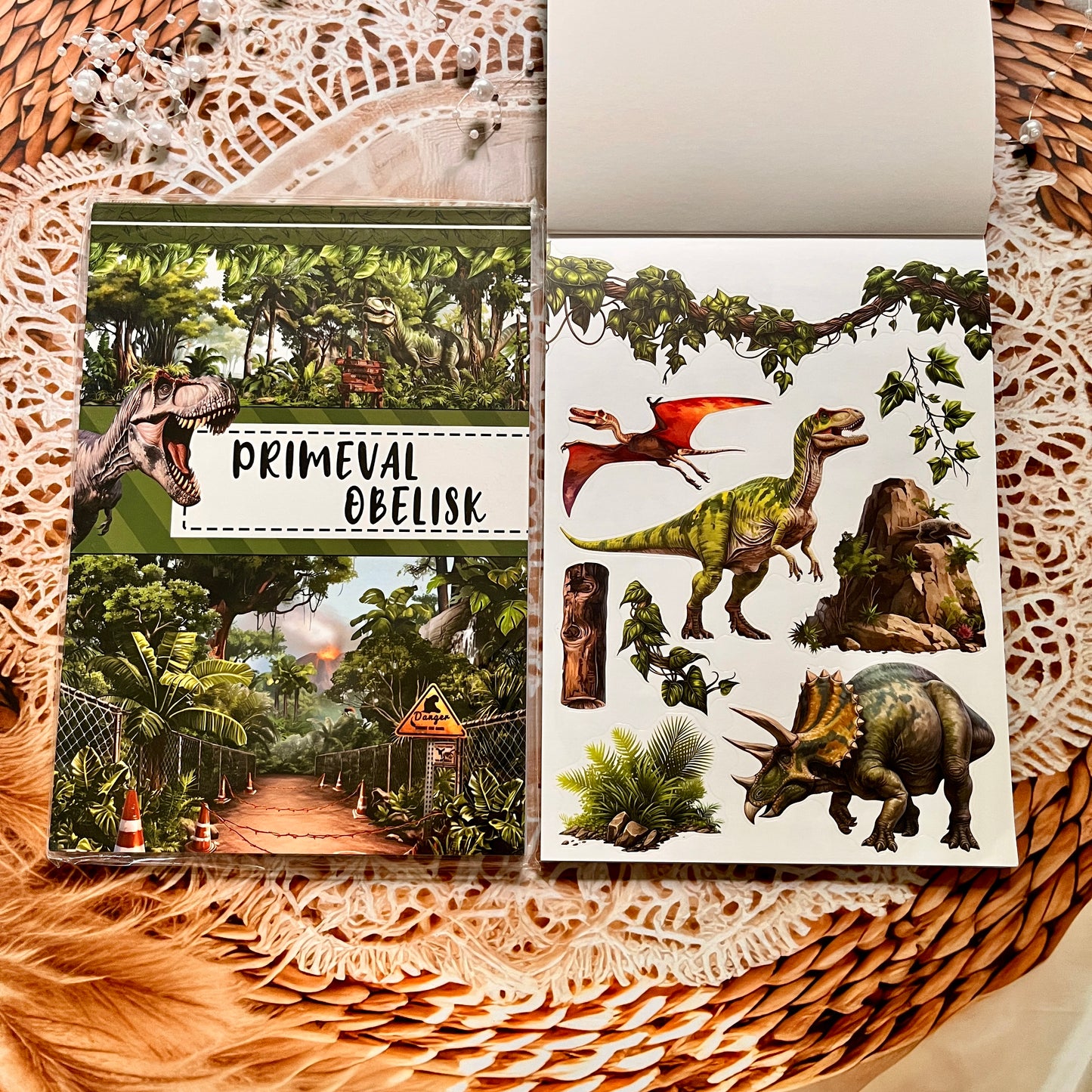 20 Sheets Primitive Dinosaur European and American Style Characters Sticker Books