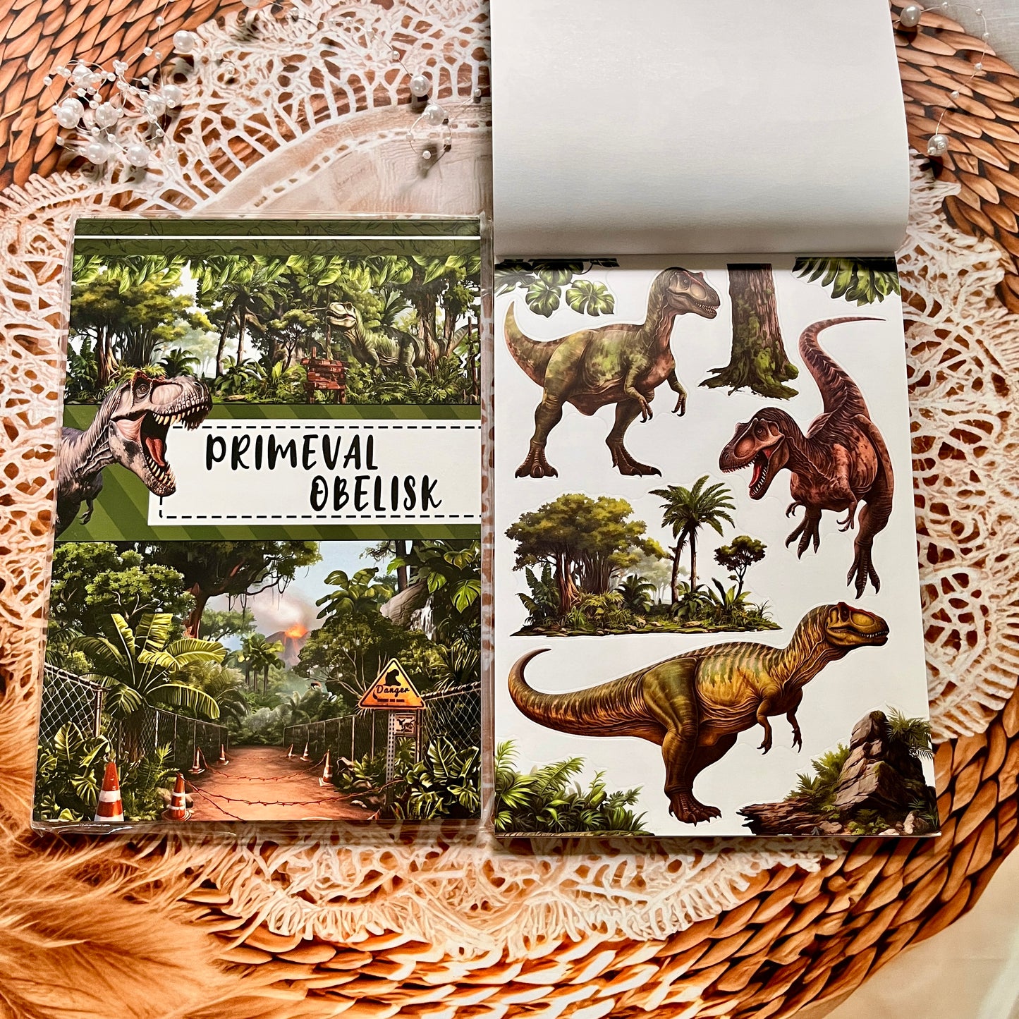 20 Sheets Primitive Dinosaur European and American Style Characters Sticker Books