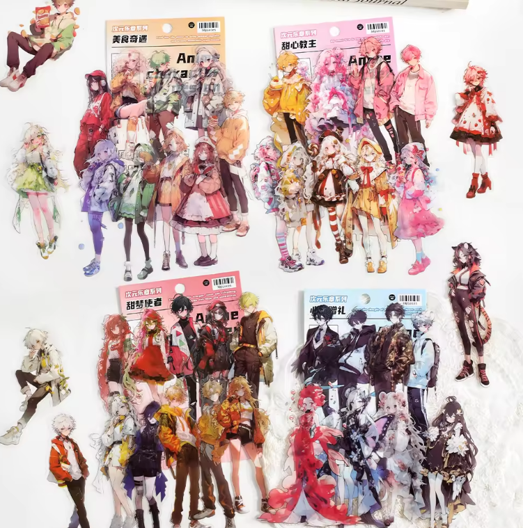 30 Pcs Anime Girl and Boy Series Kawaii Decoration Stickers Pack for journal
