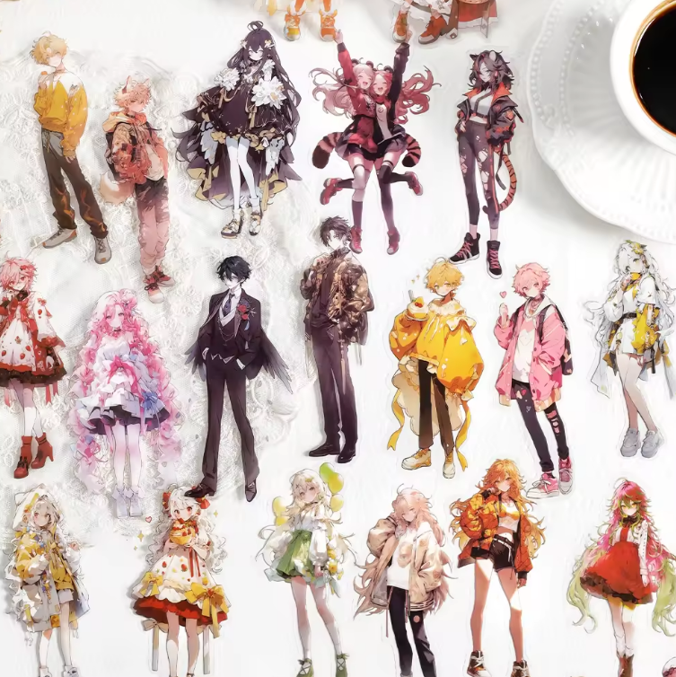30 Pcs Anime Girl and Boy Series Kawaii Decoration Stickers Pack for journal