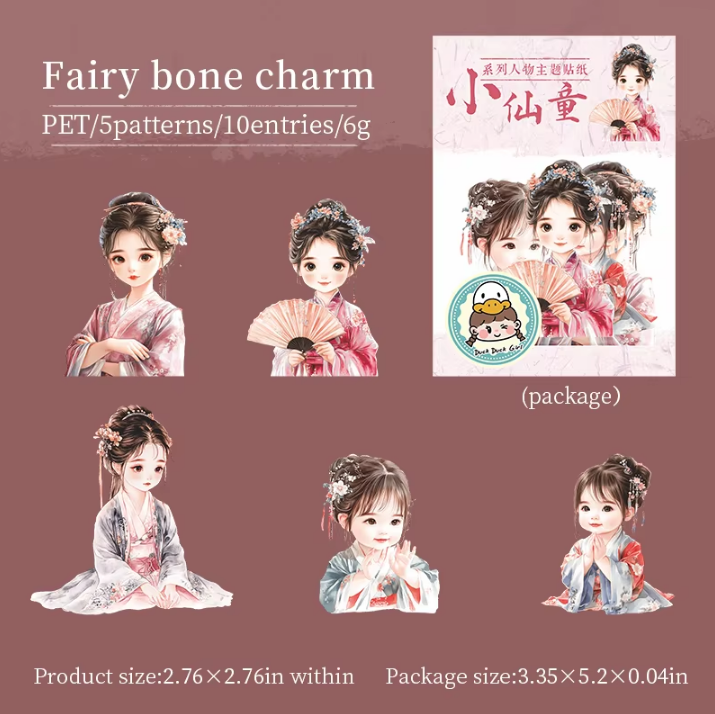 10 Pcs Little Fairy Kids series character-themed Stickers