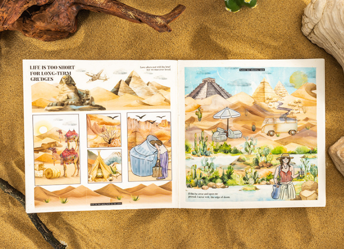 50mm*200cm Desert Trip Series Vintage Cactus Desert Camel Landscaping PET tape