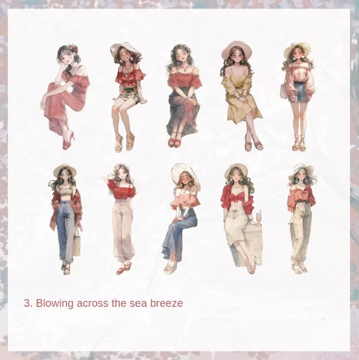 30 Pcs Time Slowly series Girl character Sticker Pack for Journaling