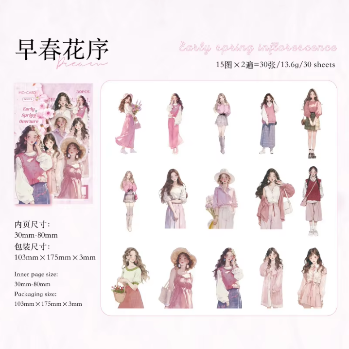 30 Pcs Rainbow Girl's Chronicles Series Character Stickers