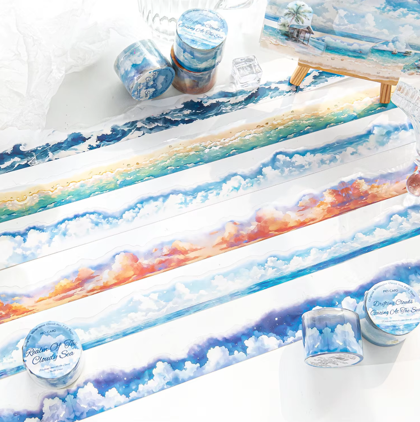 30mm*200cm Walking Towards The Sea of Cloud Series Vintage Landscaping PET Tape