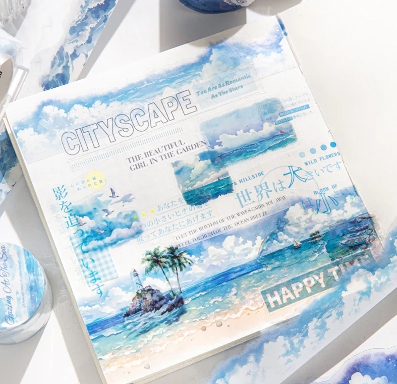 30mm*200cm Walking Towards The Sea of Cloud Series Vintage Landscaping PET Tape