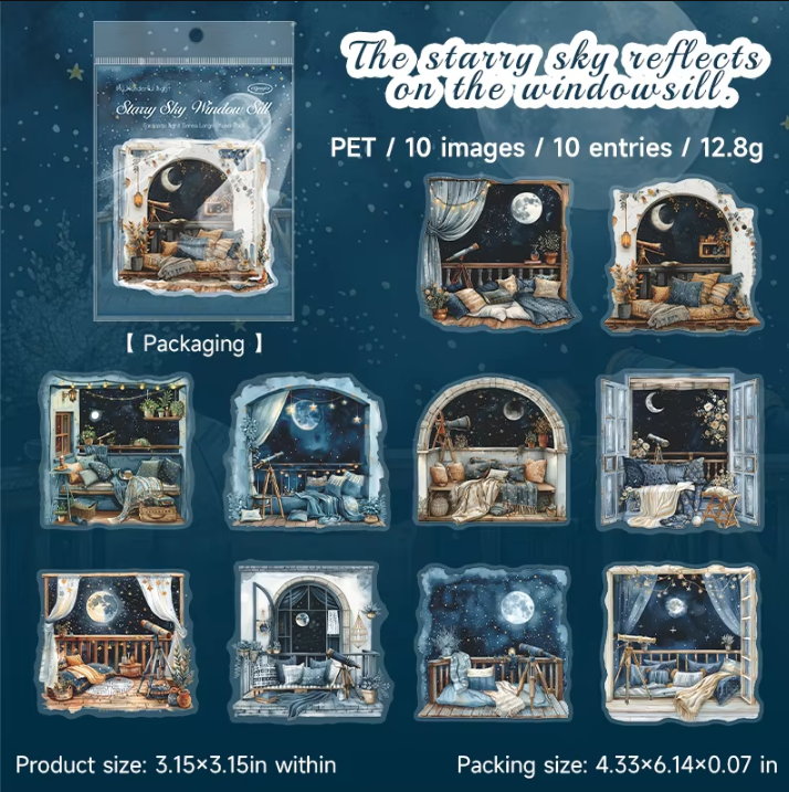 10 Pcs Large Size Wonderful Night Series Sticker Pack