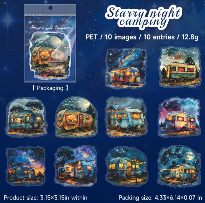 10 Pcs Large Size Wonderful Night Series Sticker Pack