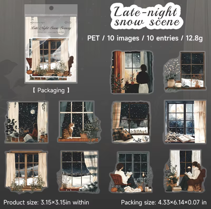 10 Pcs Large Size Wonderful Night Series Sticker Pack