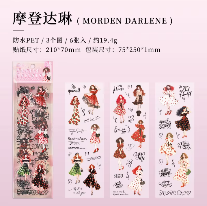 6 Sheets Beauty Muse Character Girl Stickers