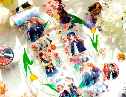 2M/Roll Flowers and You Series Literary Shell Light Girl Pet Tape