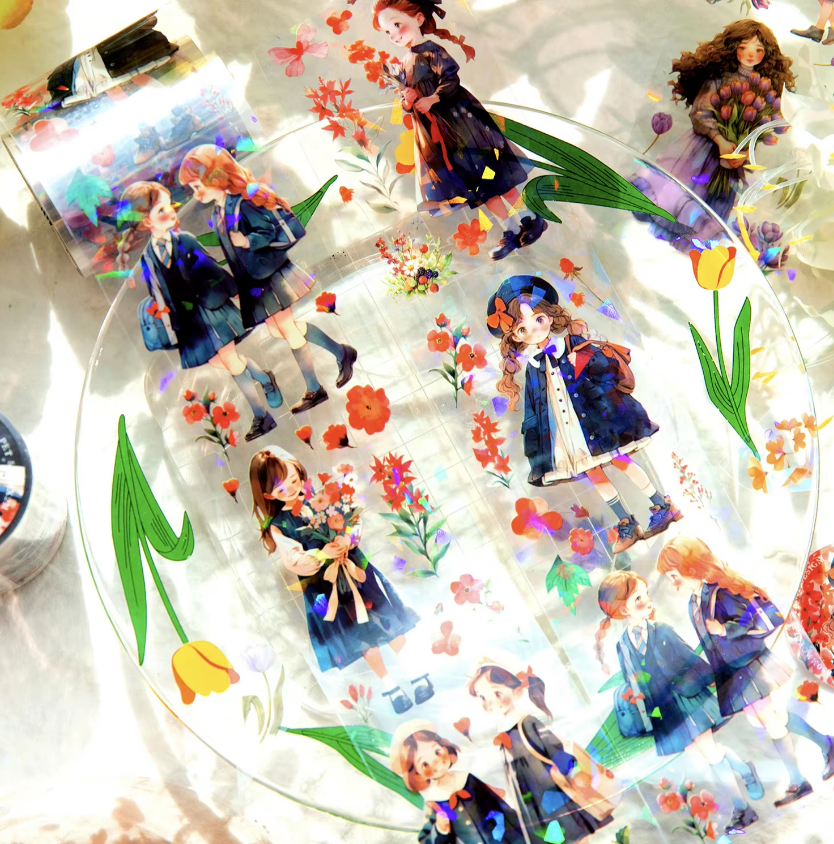 2M/Roll Flowers and You Series Literary Shell Light Girl Pet Tape