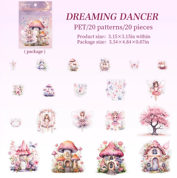 20pcs Forest Spirit Secret Shadow Series Forest Theme Stickers