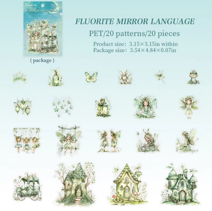 20pcs Forest Spirit Secret Shadow Series Forest Theme Stickers