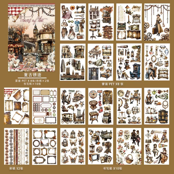20 Sheets Character flower castle Handbook Decoration Sticker Book