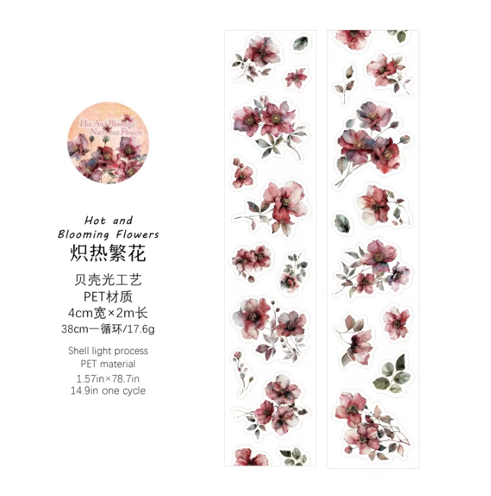1 Roll Flower Series Shell Light Loop Sticker Pet Tape