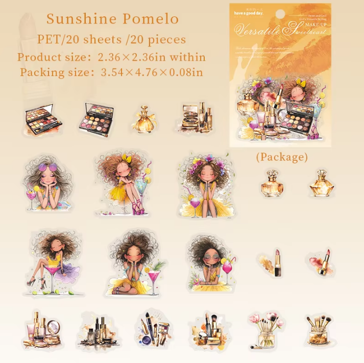 20pcs Variegated Sweetheart Collection Series Girls Beauty Pet Stickers