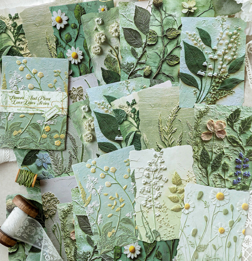 23 Pcs Flower and Grass Love Letter Series Vintage Relief Floral Material Paper