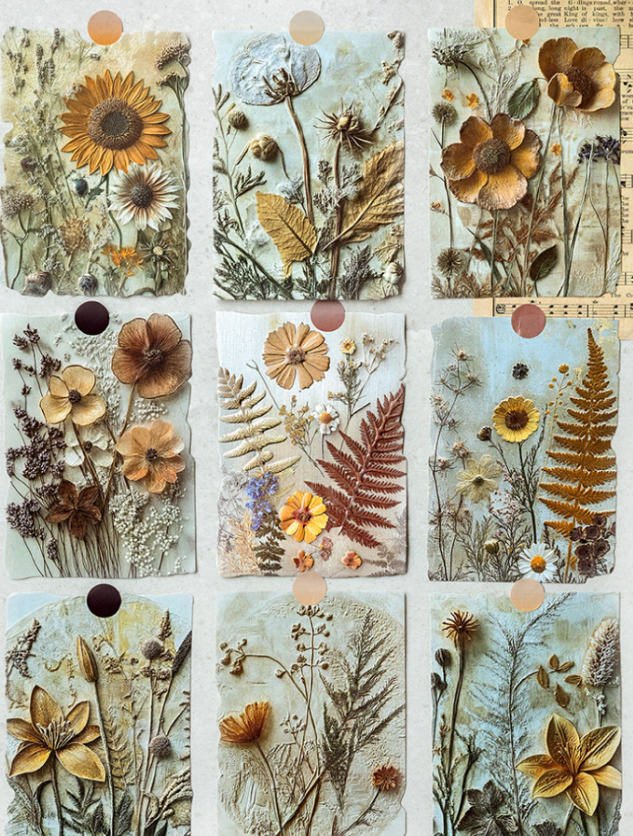 23 Pcs Flower and Grass Love Letter Series Vintage Relief Floral Material Paper
