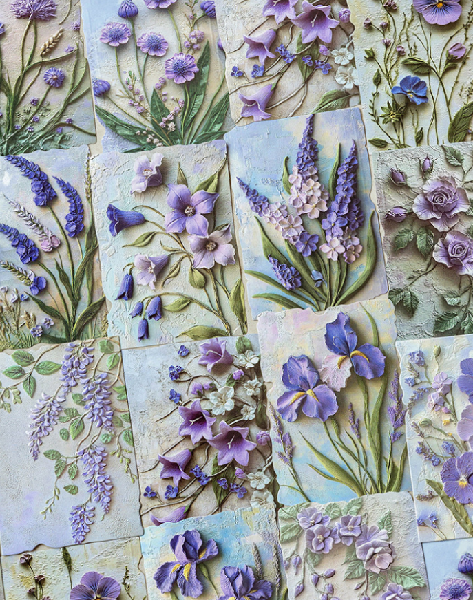 23 Pcs Flower and Grass Love Letter Series Vintage Relief Floral Material Paper