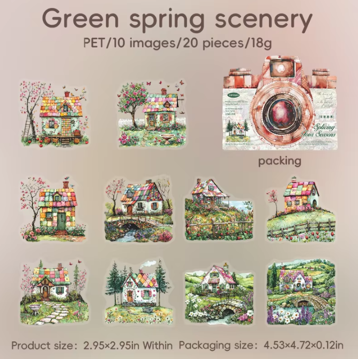 20 Pcs Patchwork Seasons Series Collage Decorative Landscaping stickers