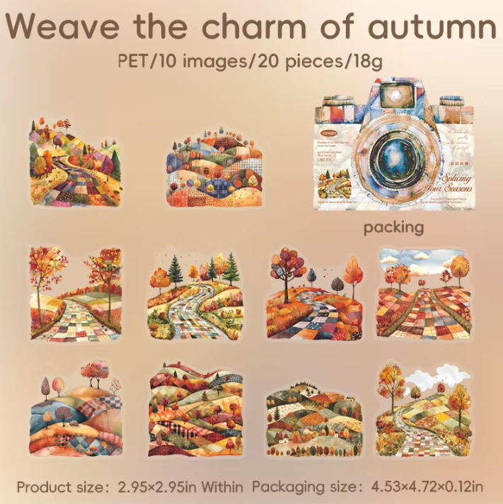 20 Pcs Patchwork Seasons Series Collage Decorative Landscaping stickers