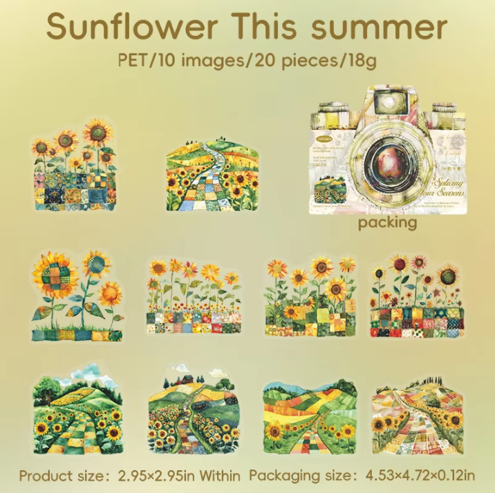 20 Pcs Patchwork Seasons Series Collage Decorative Landscaping stickers