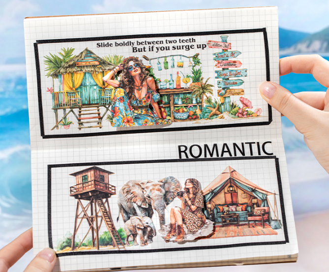 20 Pcs Summer Travel Journey Series Vintage Character stickers