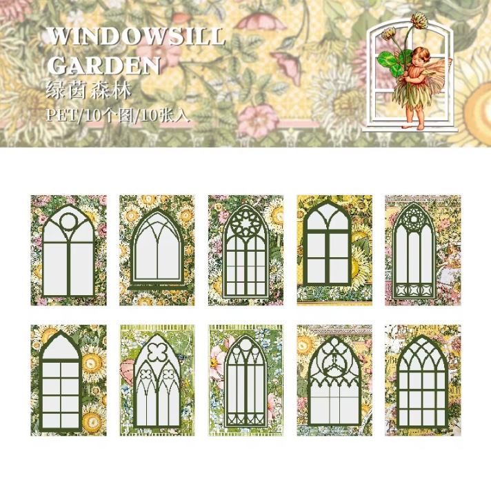 10 Pcs Windowsill Garden Series Window Frame Stickers