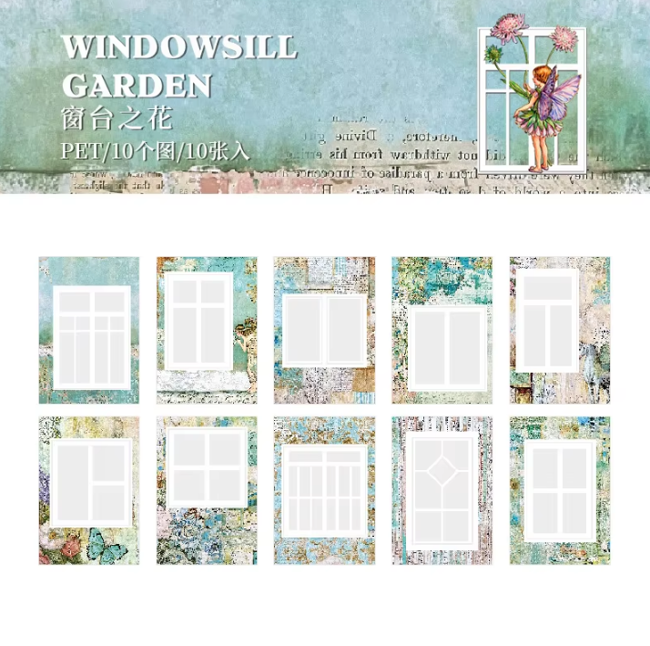 10 Pcs Windowsill Garden Series Window Frame Stickers