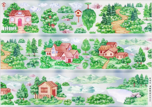 Little Mountain Village Pet Tape for Journaling