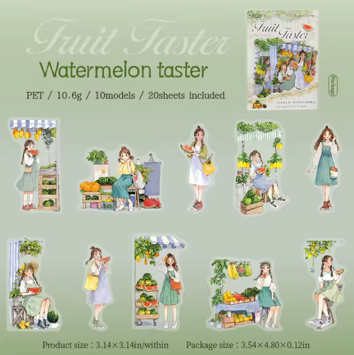 20 Pcs Fruit Taster Series Cute Girl Character Sticker