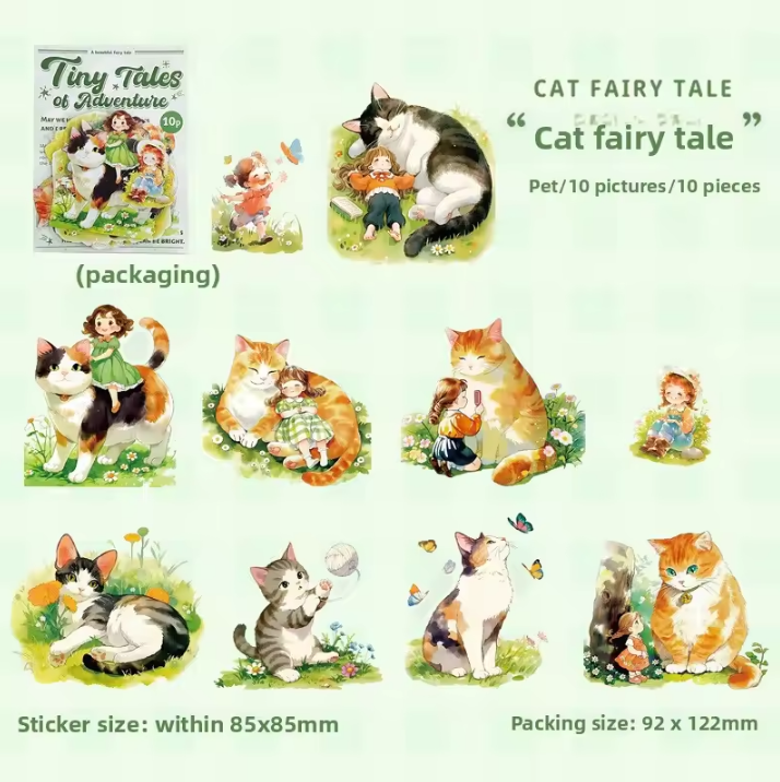 10 Pcs Mini Adventure Series Cute Cartoon Character Journal Sticker Pack