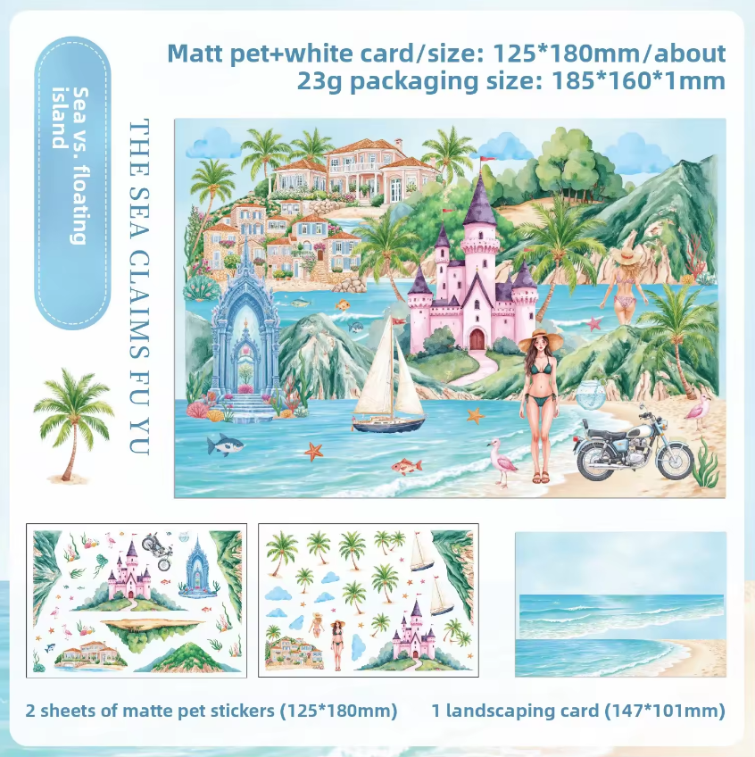 3 Sheets Gentle South Shore Creative Scenery 3D Stickers